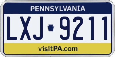 PA license plate LXJ9211