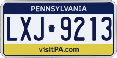 PA license plate LXJ9213