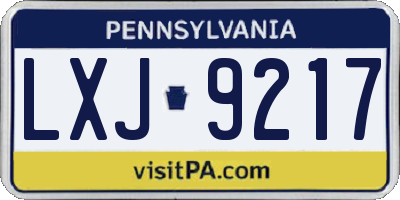 PA license plate LXJ9217