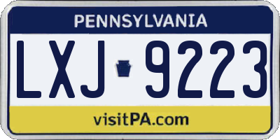 PA license plate LXJ9223