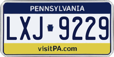 PA license plate LXJ9229