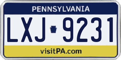 PA license plate LXJ9231