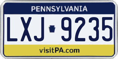 PA license plate LXJ9235