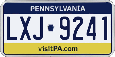 PA license plate LXJ9241