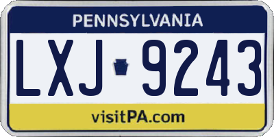 PA license plate LXJ9243