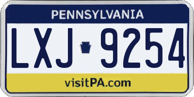 PA license plate LXJ9254