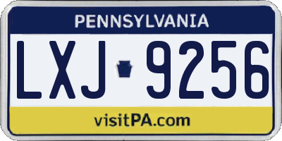 PA license plate LXJ9256