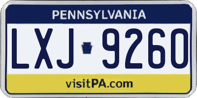 PA license plate LXJ9260