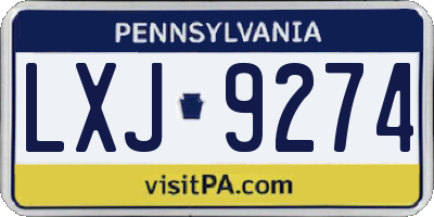 PA license plate LXJ9274