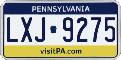 PA license plate LXJ9275