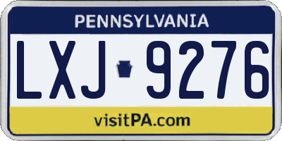 PA license plate LXJ9276