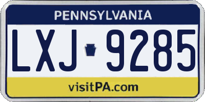 PA license plate LXJ9285