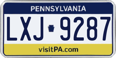 PA license plate LXJ9287