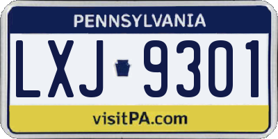 PA license plate LXJ9301