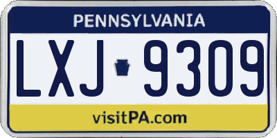 PA license plate LXJ9309