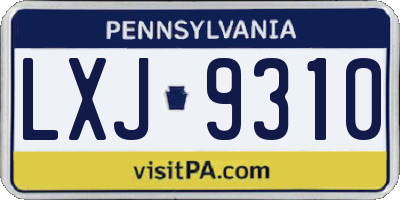 PA license plate LXJ9310
