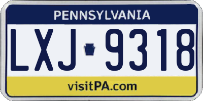 PA license plate LXJ9318