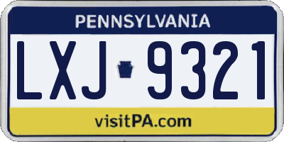 PA license plate LXJ9321