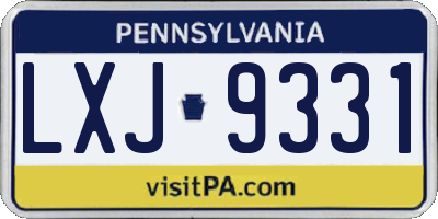 PA license plate LXJ9331
