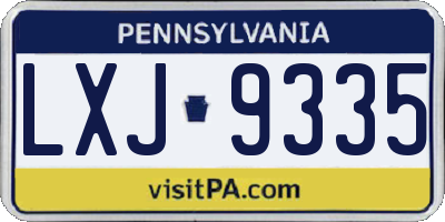 PA license plate LXJ9335
