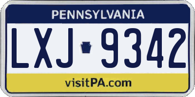 PA license plate LXJ9342