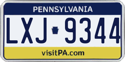 PA license plate LXJ9344
