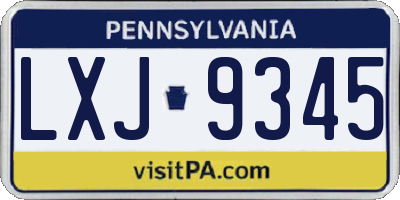PA license plate LXJ9345
