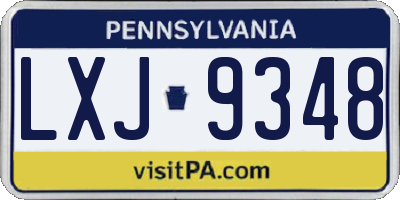 PA license plate LXJ9348