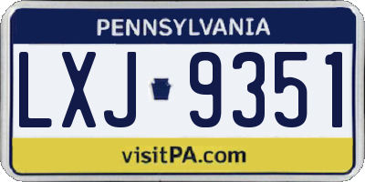 PA license plate LXJ9351