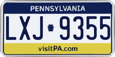PA license plate LXJ9355