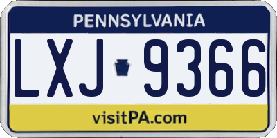 PA license plate LXJ9366