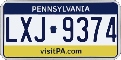 PA license plate LXJ9374