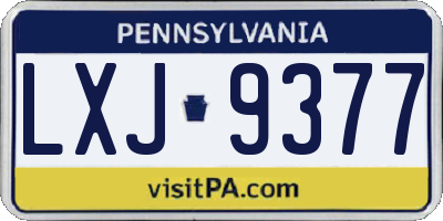 PA license plate LXJ9377