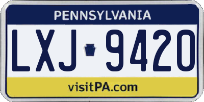 PA license plate LXJ9420