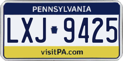 PA license plate LXJ9425