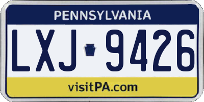 PA license plate LXJ9426