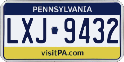 PA license plate LXJ9432