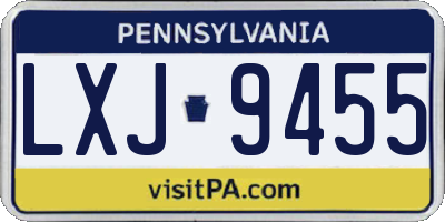 PA license plate LXJ9455