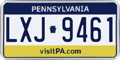 PA license plate LXJ9461