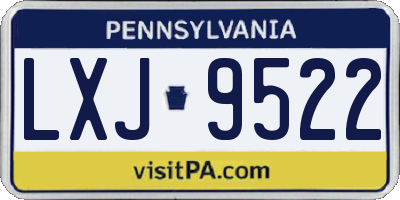 PA license plate LXJ9522