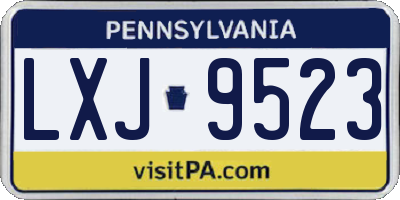 PA license plate LXJ9523