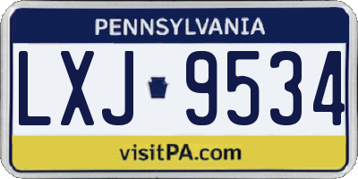PA license plate LXJ9534