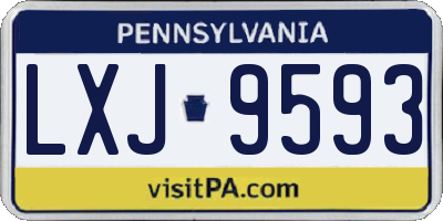 PA license plate LXJ9593