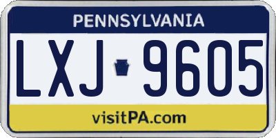 PA license plate LXJ9605