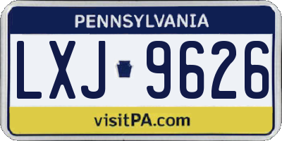 PA license plate LXJ9626