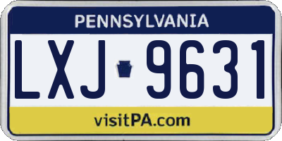 PA license plate LXJ9631