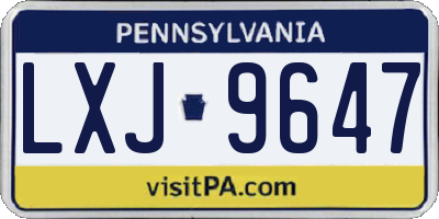 PA license plate LXJ9647