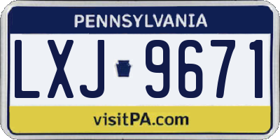 PA license plate LXJ9671