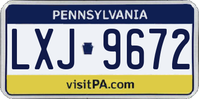 PA license plate LXJ9672