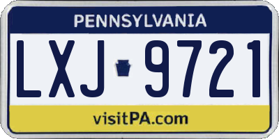 PA license plate LXJ9721